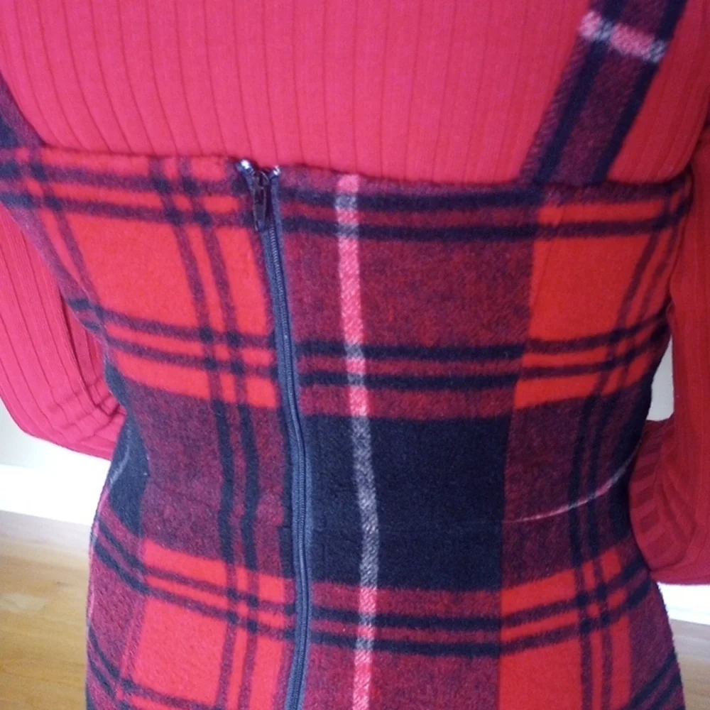 Copper Key Red and Black Plaid Dress With Red Turtle Neck Sweater - Picture 7 of 10